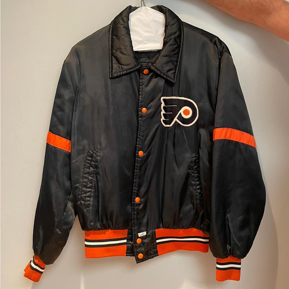 Vintage Philadelphia Flyers Throwback Satin Bomber Jacket XL Mint ! NHL 80s/90s